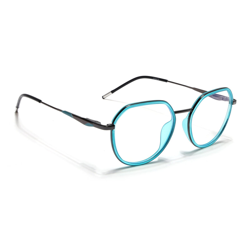 Eyejack Sea Green & Grey Round Eyeglasses for Men & Women (2502FCL1551-C5)