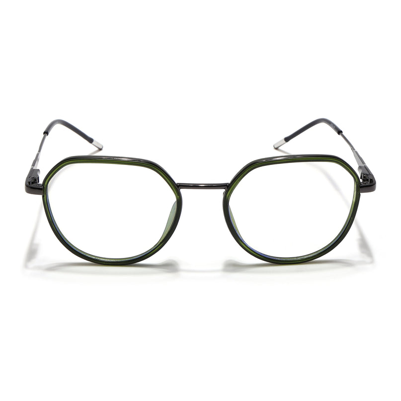 Eyejack Green & Grey Round Eyeglasses for Men & Women (2502FCL1552-C6)