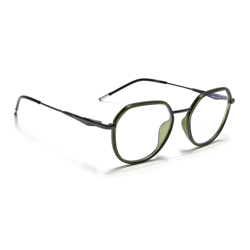 Eyejack Green & Grey Round Eyeglasses for Men & Women (2502FCL1552-C6)