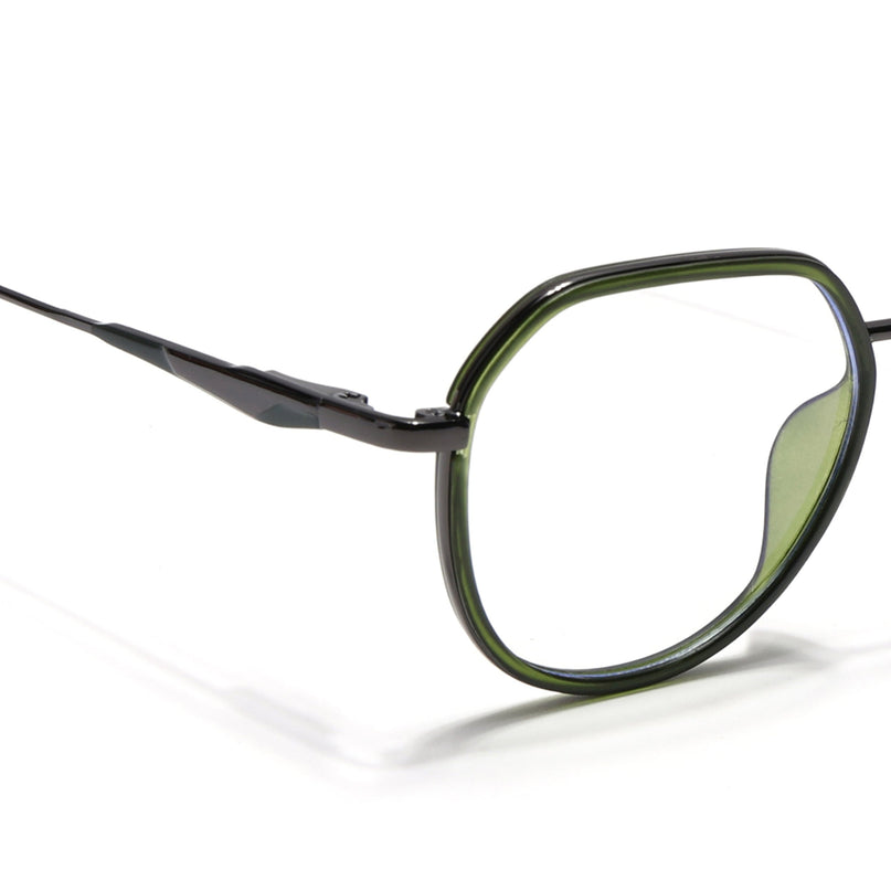 Eyejack Green & Grey Round Eyeglasses for Men & Women (2502FCL1552-C6)