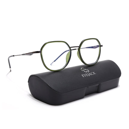 Eyejack Green & Grey Round Eyeglasses for Men & Women (2502FCL1552-C6)