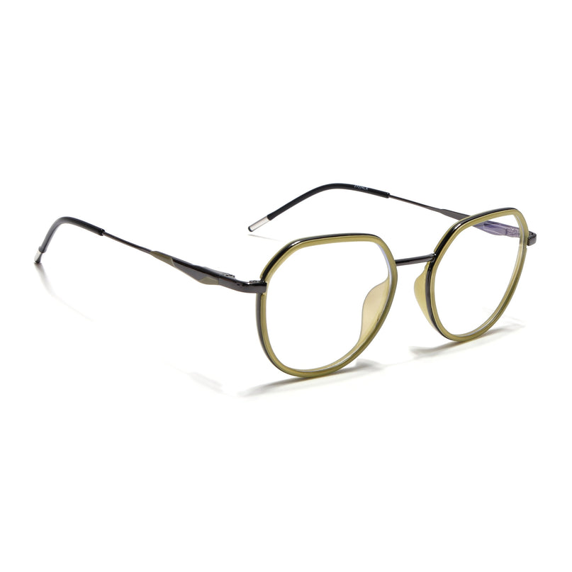 Eyejack Light Green & Grey Round Eyeglasses for Men & Women (2502FCL1553-C7)