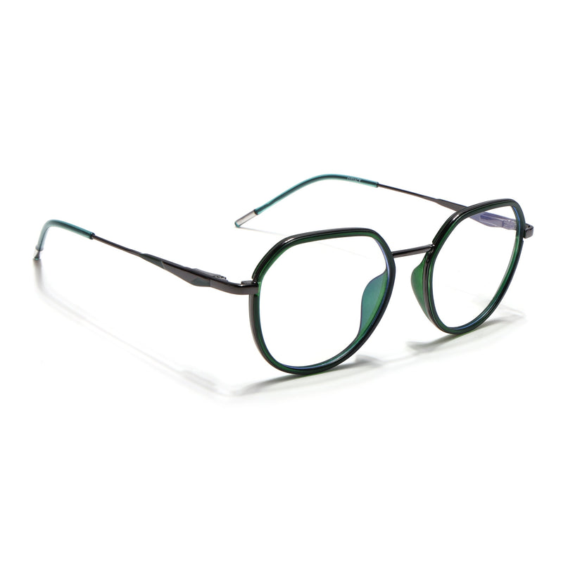 Eyejack Olive & Grey Round Eyeglasses for Men & Women (2502FCL1554-C8)