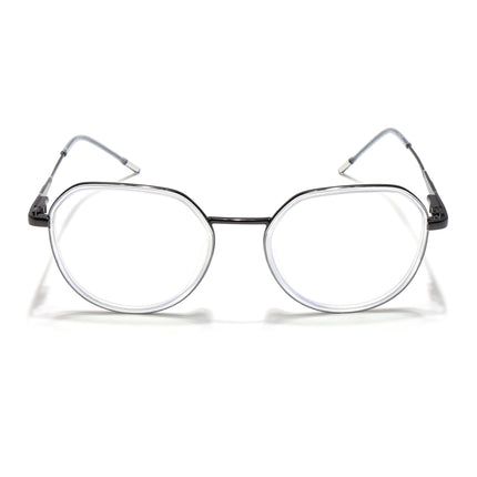 Eyejack Transparent & Grey Round Eyeglasses for Men & Women (2502FCL1555-C9)