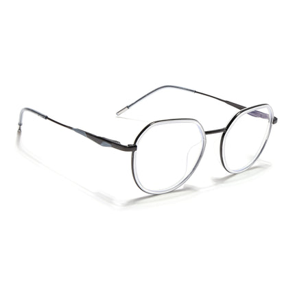 Eyejack Transparent & Grey Round Eyeglasses for Men & Women (2502FCL1555-C9)