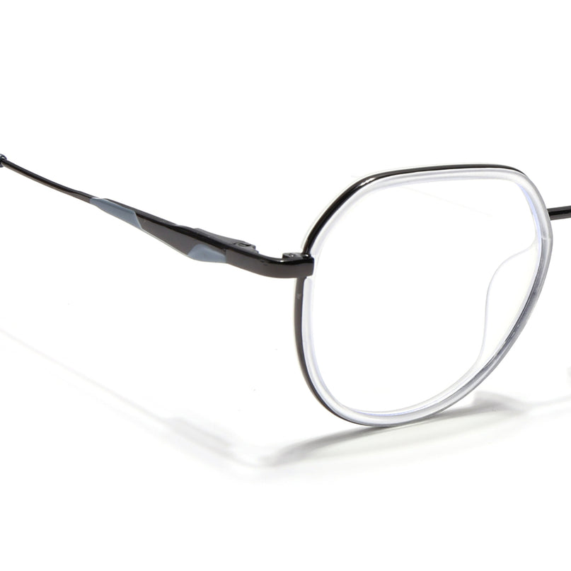 Eyejack Transparent & Grey Round Eyeglasses for Men & Women (2502FCL1555-C9)