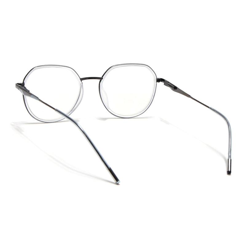 Eyejack Transparent & Grey Round Eyeglasses for Men & Women (2502FCL1555-C9)
