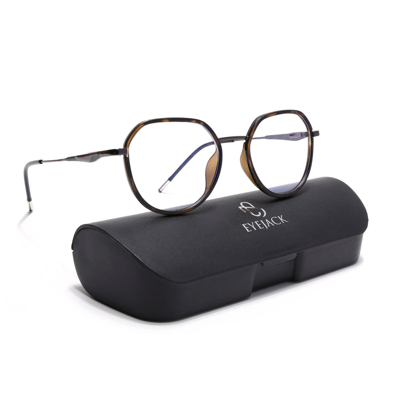 Eyejack Demi Brown & Grey Round Eyeglasses for Men & Women (2502FCL1556-C10)