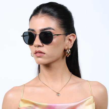 Eyejack Black & Grey Round Polarized Sunglasses for Men & Women (2502PCL1470)
