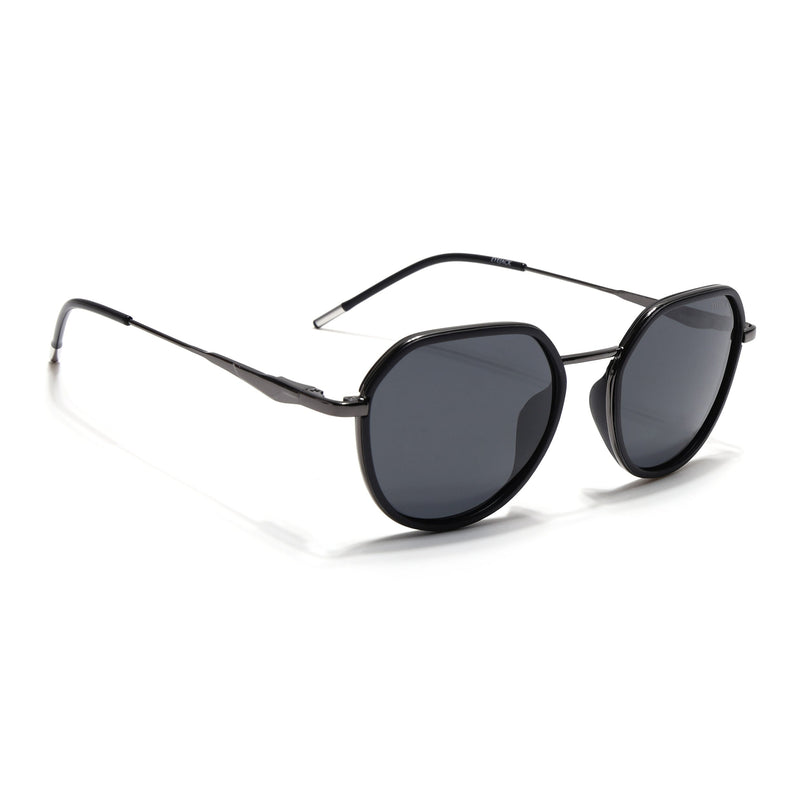 Eyejack Black & Grey Round Polarized Sunglasses for Men & Women (2502PCL1470)