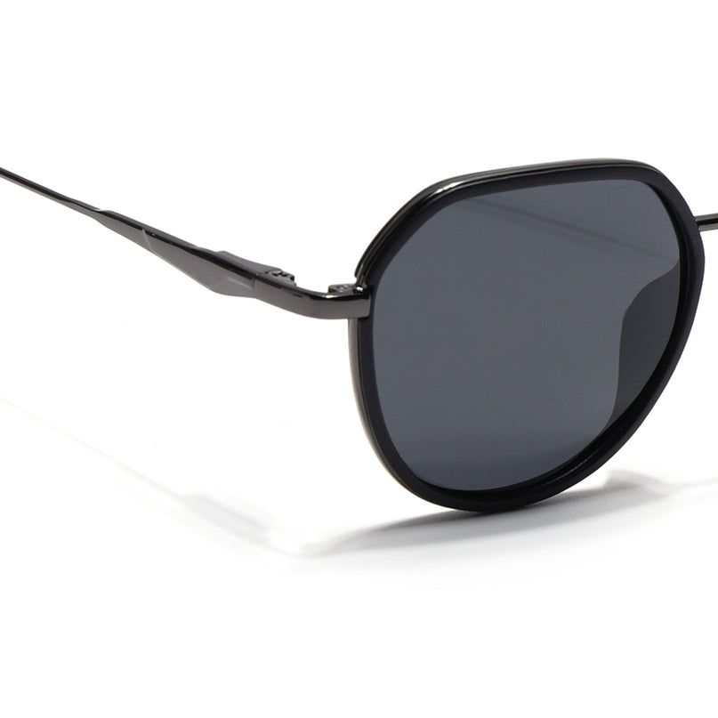 Eyejack Black & Grey Round Polarized Sunglasses for Men & Women (2502PCL1470)