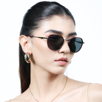 Eyejack Red & Grey Round Polarized Sunglasses for Men & Women (2502PCL1472)