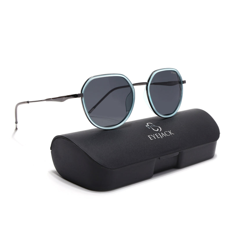 Eyejack Sky Blue & Grey Round Polarized Sunglasses for Men & Women (2502PCL1473)