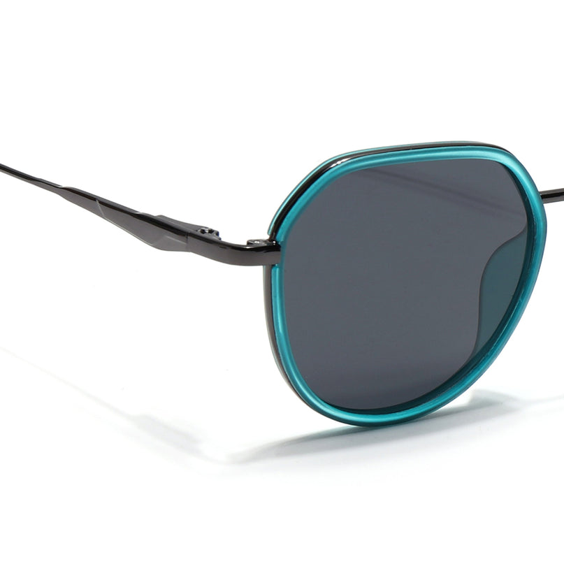 Eyejack Sea Green & Grey Round Polarized Sunglasses for Men & Women (2502PCL1474)