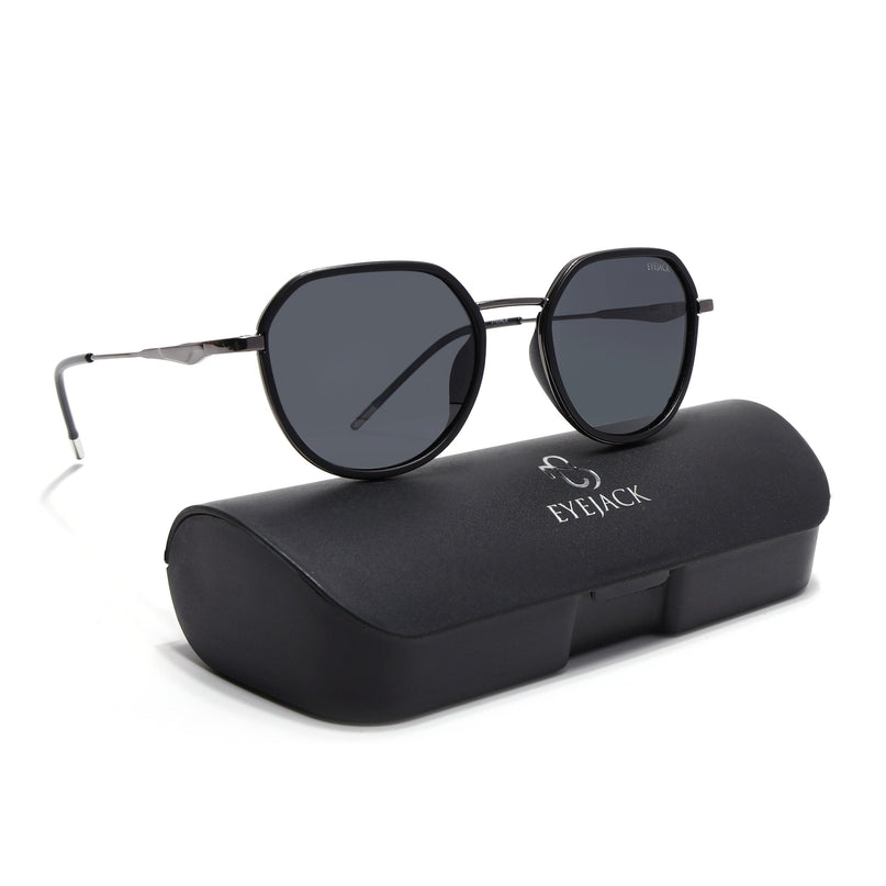 Eyejack Sea Green & Grey Round Polarized Sunglasses for Men & Women (2502PCL1474)