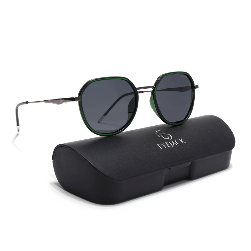 Eyejack Green & Grey Round Polarized Sunglasses for Men & Women (2502PCL1475)