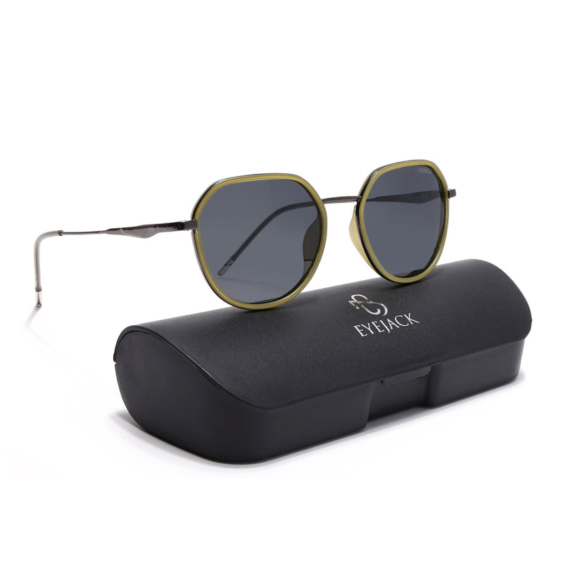 Eyejack Light Green & Grey Round Polarized Sunglasses for Men & Women (2502PCL1476)