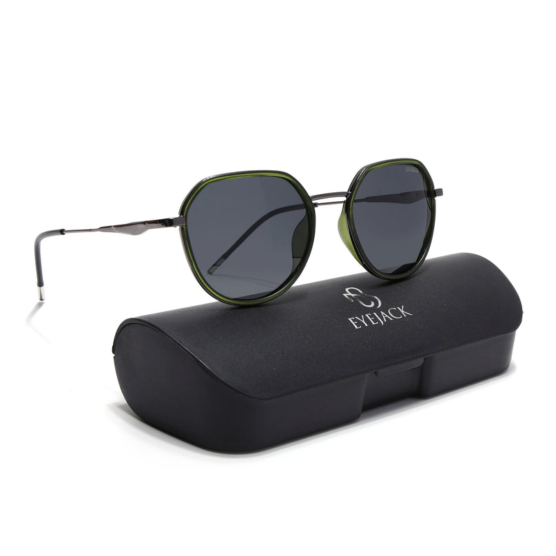 Eyejack Olive & Grey Round Polarized Sunglasses for Men & Women (2502PCL1477)