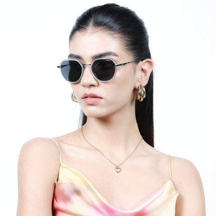 Eyejack Transparent & Grey Round Polarized Sunglasses for Men & Women (2502PCL1478)