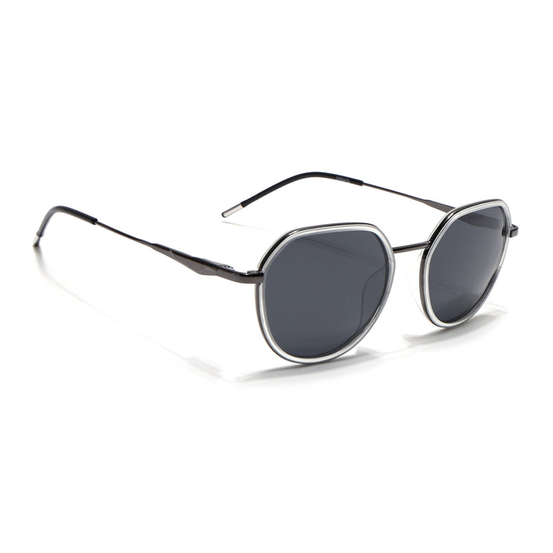 Eyejack Transparent & Grey Round Polarized Sunglasses for Men & Women (2502PCL1478)