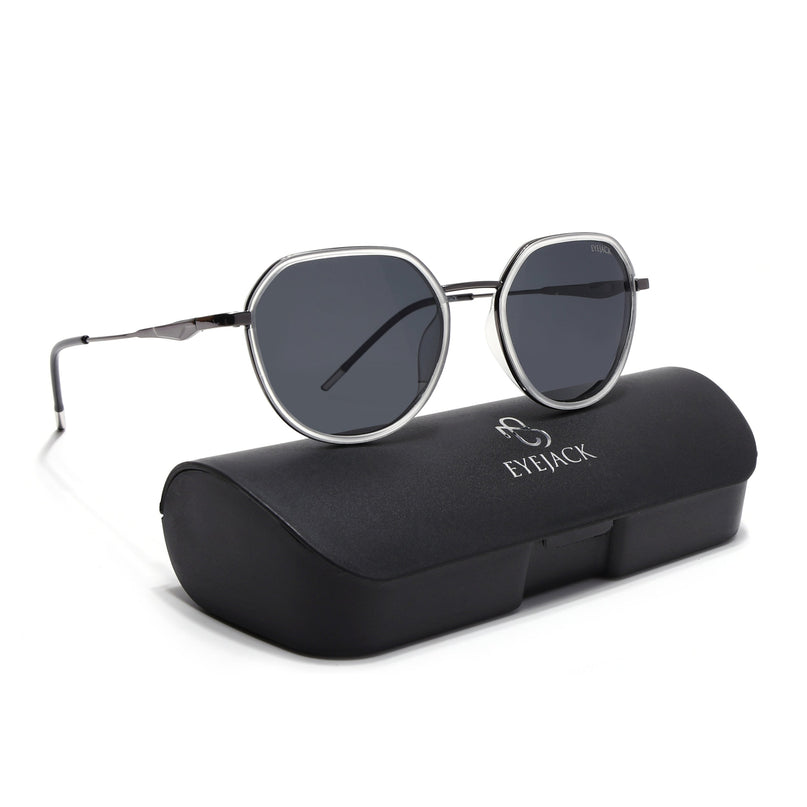 Eyejack Transparent & Grey Round Polarized Sunglasses for Men & Women (2502PCL1478)