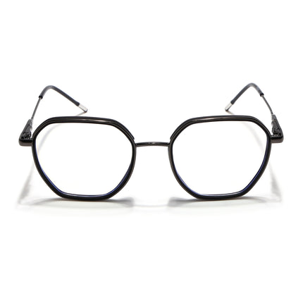 Eyejack Black & Grey Hexagonal Eyeglasses for Men & Women (2503FCL1557-C1)