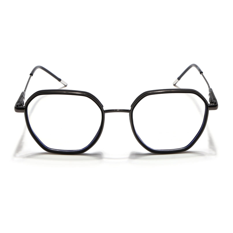 Eyejack Black & Grey Hexagonal Eyeglasses for Men & Women (2503FCL1557-C1)