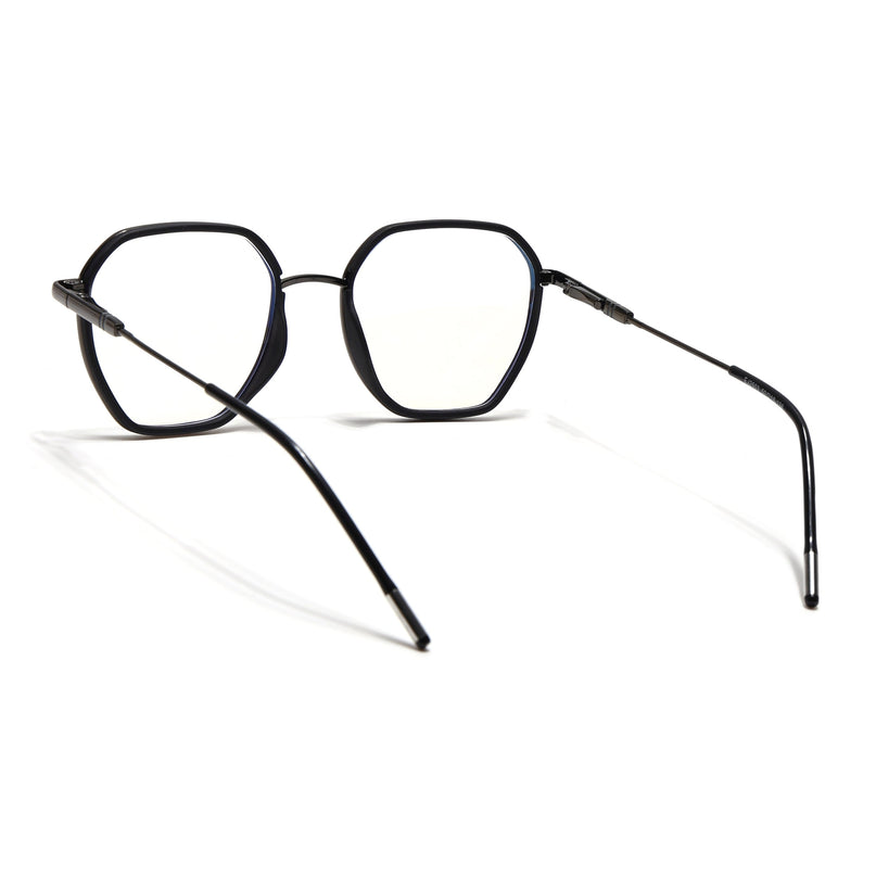 Eyejack Black & Grey Hexagonal Eyeglasses for Men & Women (2503FCL1557-C1)