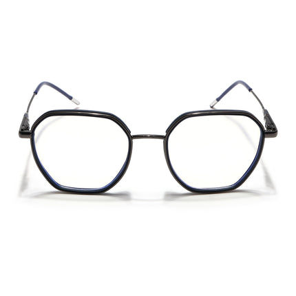 Eyejack Blue & Grey Hexagonal Eyeglasses for Men & Women (2503FCL1558-C2)