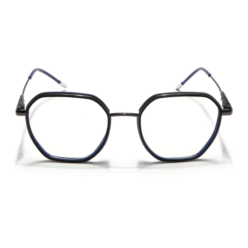 Eyejack Blue & Grey Hexagonal Eyeglasses for Men & Women (2503FCL1558-C2)