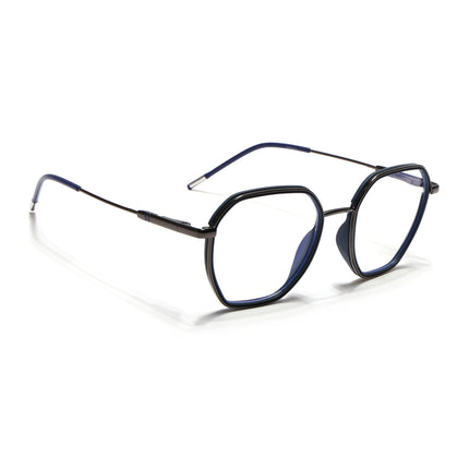 Eyejack Blue & Grey Hexagonal Eyeglasses for Men & Women (2503FCL1558-C2)