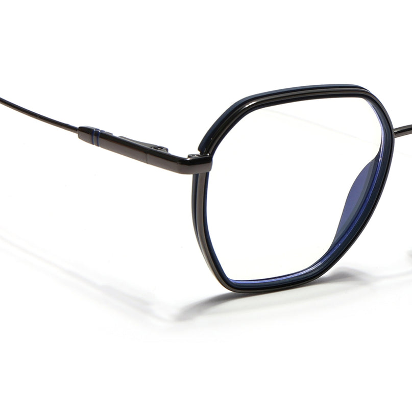 Eyejack Blue & Grey Hexagonal Eyeglasses for Men & Women (2503FCL1558-C2)