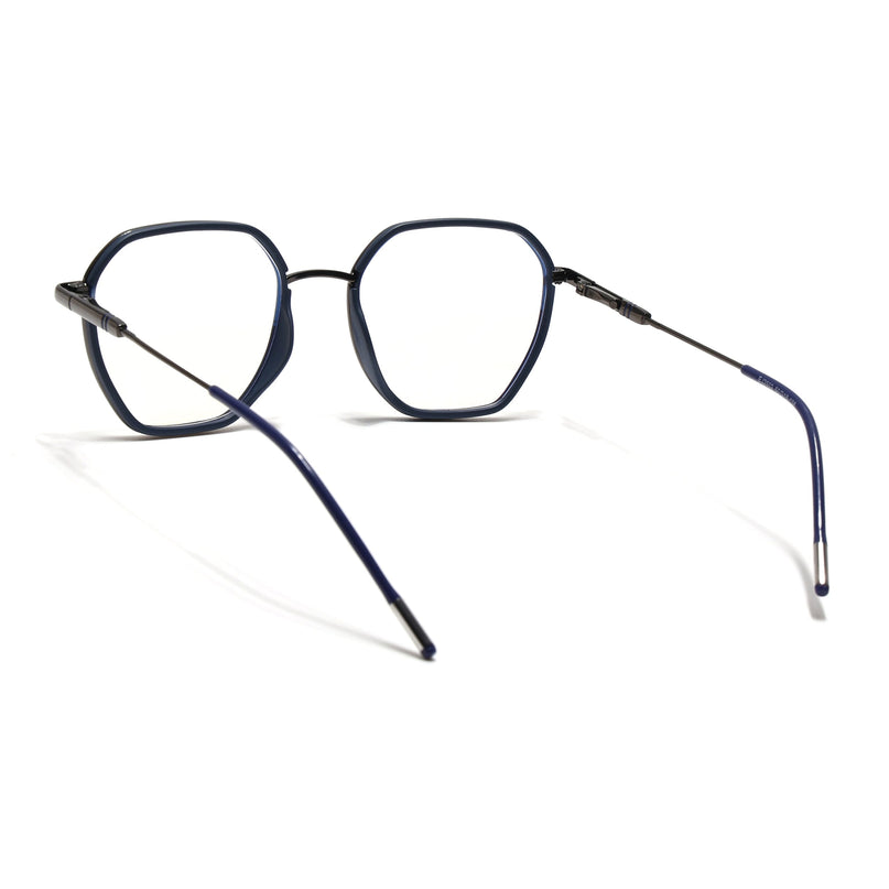 Eyejack Blue & Grey Hexagonal Eyeglasses for Men & Women (2503FCL1558-C2)