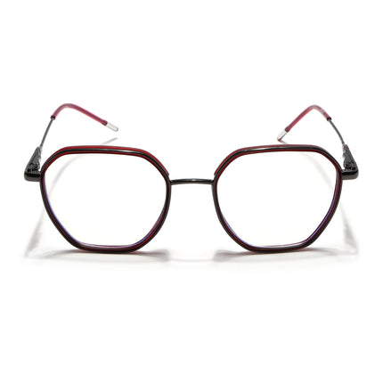Eyejack Red & Grey Hexagonal Eyeglasses for Men & Women (2503FCL1559-C3)
