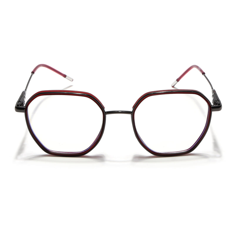 Eyejack Red & Grey Hexagonal Eyeglasses for Men & Women (2503FCL1559-C3)