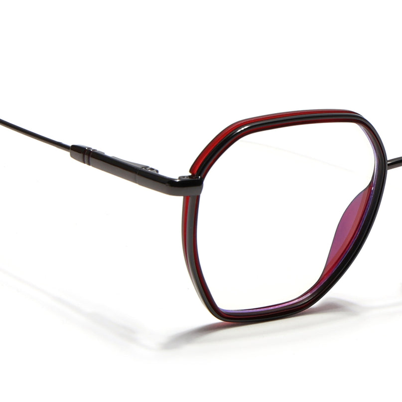 Eyejack Red & Grey Hexagonal Eyeglasses for Men & Women (2503FCL1559-C3)