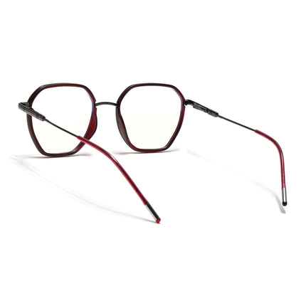 Eyejack Red & Grey Hexagonal Eyeglasses for Men & Women (2503FCL1559-C3)