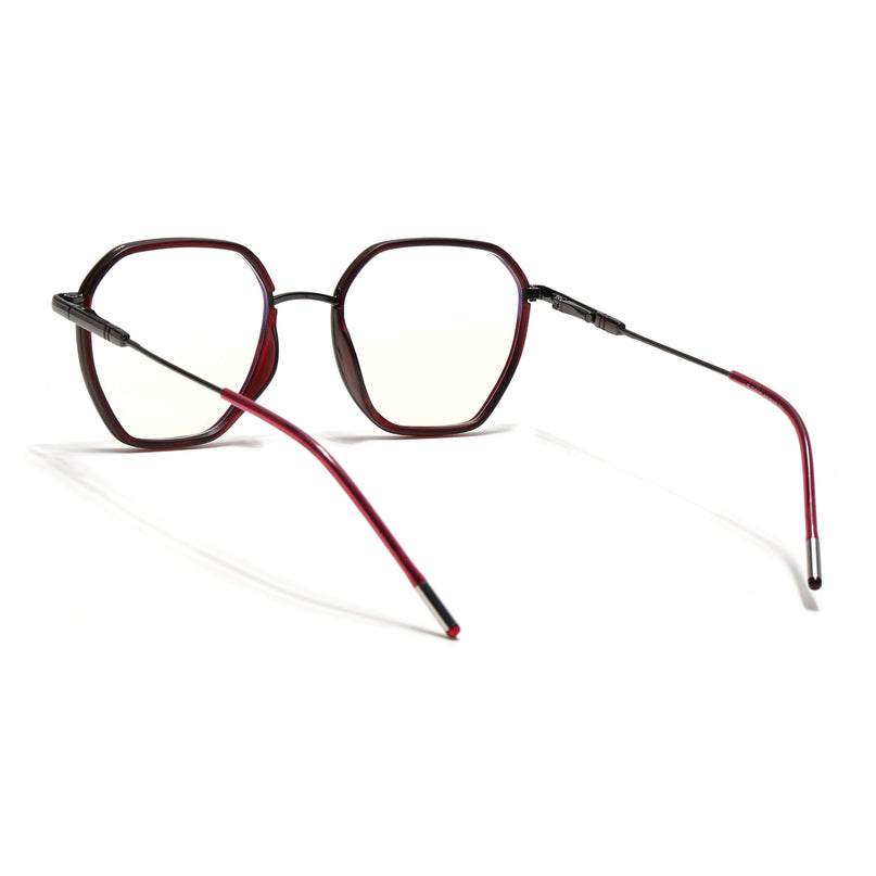 Eyejack Red & Grey Hexagonal Eyeglasses for Men & Women (2503FCL1559-C3)