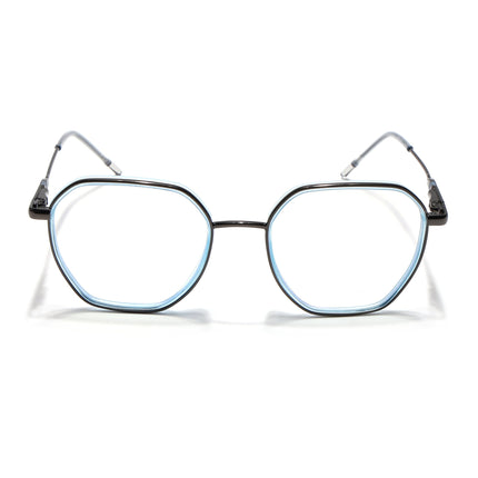 Eyejack Sky Blue & Grey Hexagonal Eyeglasses for Men & Women (2503FCL1560-C4)