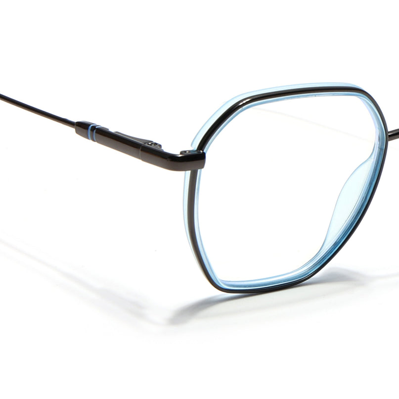 Eyejack Sky Blue & Grey Hexagonal Eyeglasses for Men & Women (2503FCL1560-C4)