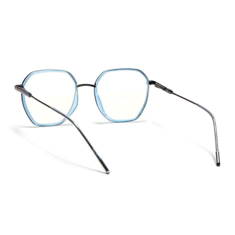 Eyejack Sky Blue & Grey Hexagonal Eyeglasses for Men & Women (2503FCL1560-C4)