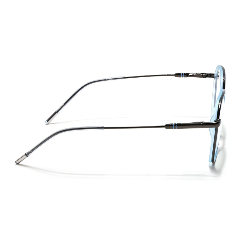 Eyejack Sky Blue & Grey Hexagonal Eyeglasses for Men & Women (2503FCL1560-C4)