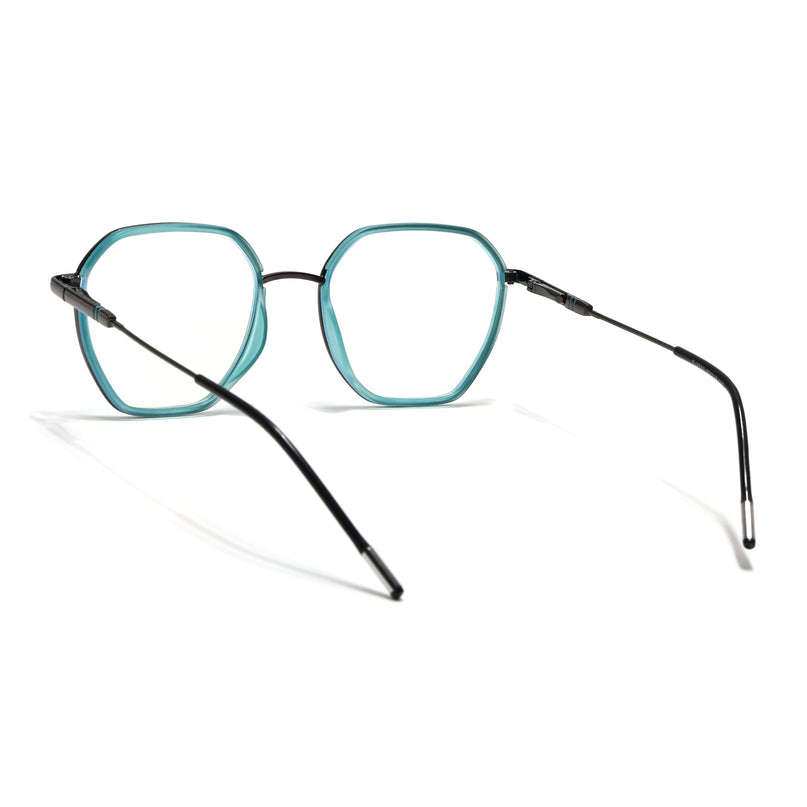Eyejack Sea Green & Grey Hexagonal Eyeglasses for Men & Women (2503FCL1561-C5)