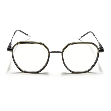 Eyejack Green & Grey Hexagonal Eyeglasses for Men & Women (2503FCL1562-C6)