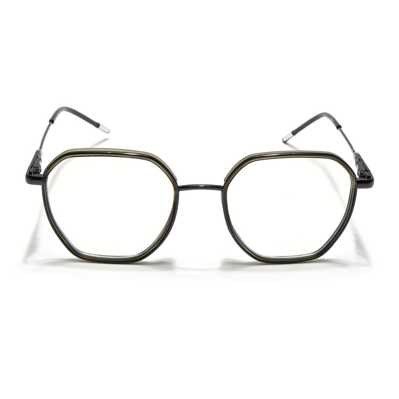 Eyejack Green & Grey Hexagonal Eyeglasses for Men & Women (2503FCL1562-C6)