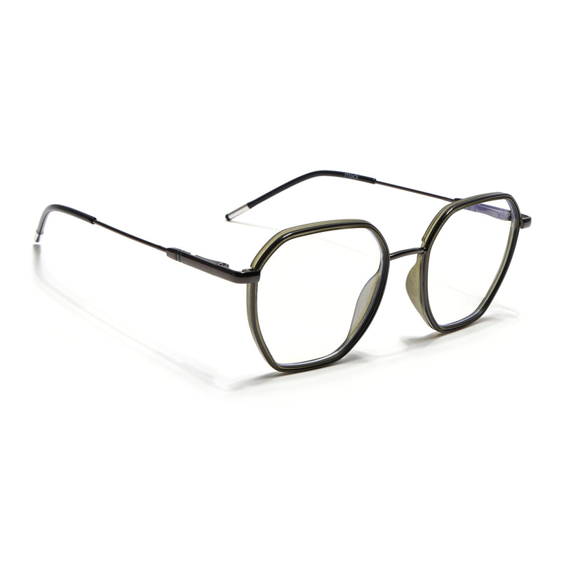 Eyejack Green & Grey Hexagonal Eyeglasses for Men & Women (2503FCL1562-C6)