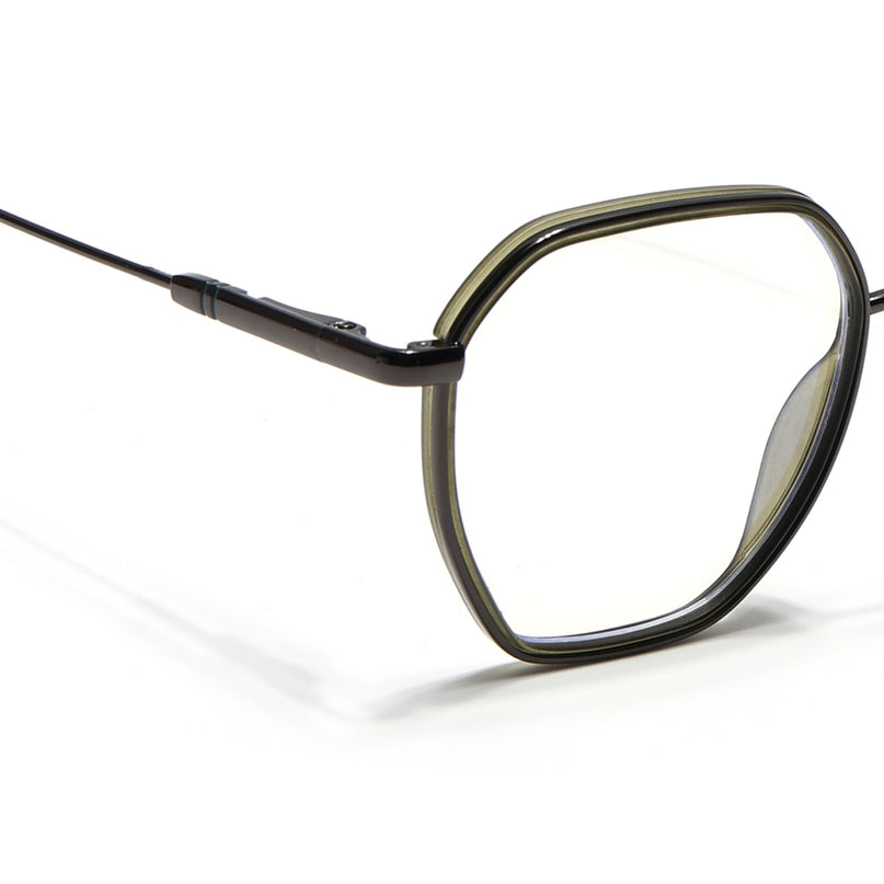 Eyejack Green & Grey Hexagonal Eyeglasses for Men & Women (2503FCL1562-C6)