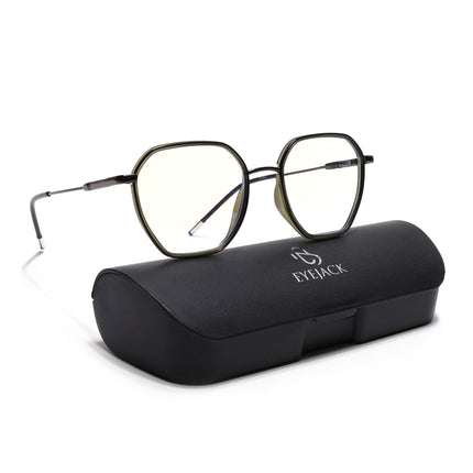 Eyejack Green & Grey Hexagonal Eyeglasses for Men & Women (2503FCL1562-C6)