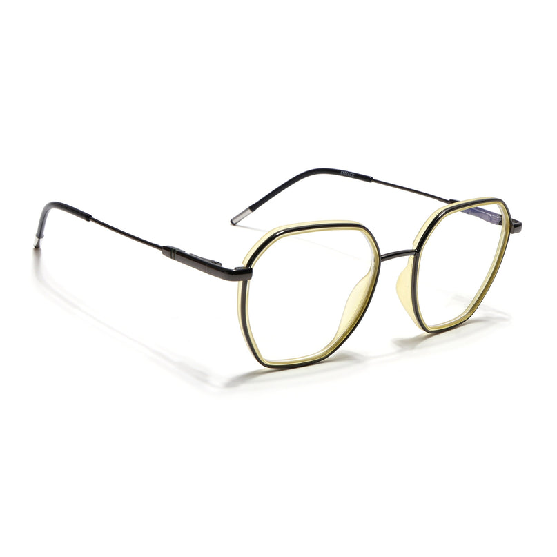 Eyejack Light Green & Grey Hexagonal Eyeglasses for Men & Women (2503FCL1563-C7)