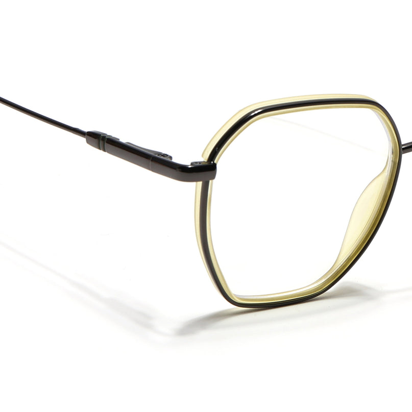 Eyejack Light Green & Grey Hexagonal Eyeglasses for Men & Women (2503FCL1563-C7)